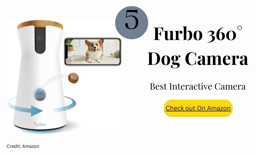 Furbo Dog Camera with treat dispenser and two-way audio for remote pet interaction.